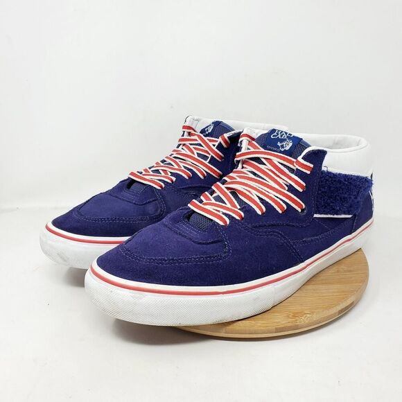 Vans Half Cab Pro Shoes Men 12 Blue Suede College Retro Skate Fat Tongue Sneaker - Picture 2 of 14